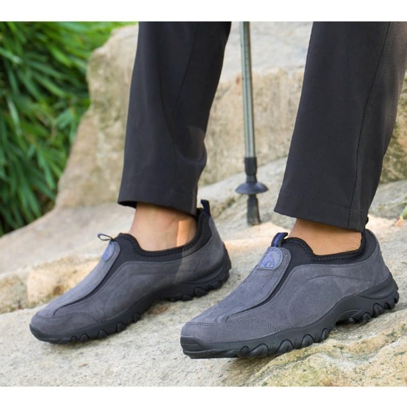 Men's Hands Free Slip On Walking Shoes Loafers Sneakers Casual Leather Comfortable Breathable Hiking Working All-Terrain Ankle Boots Trekking2