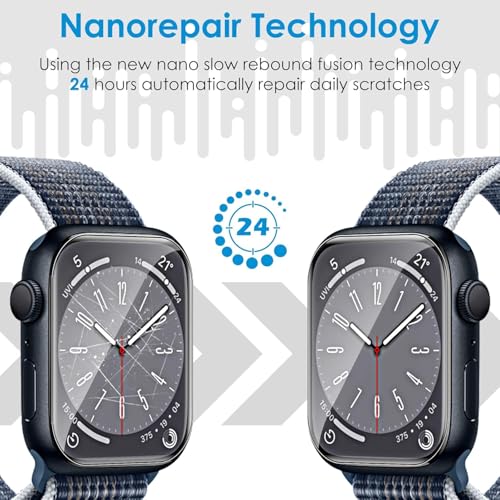 Image of Elecshion Apple Watch 45mm Screen Protector (Series 7 /8 /9) Pack of 2, HD Clear Screen Guard, Ultra-Thin Film, Scratch-Resistant, Bubble-Free Easy Installation Kit
