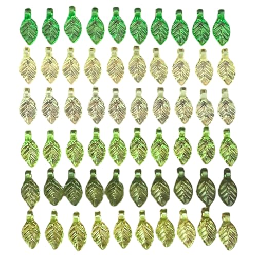 Assorted Leaf Shaped Beads Translucent Green Jewelry Crafting DIY Elements