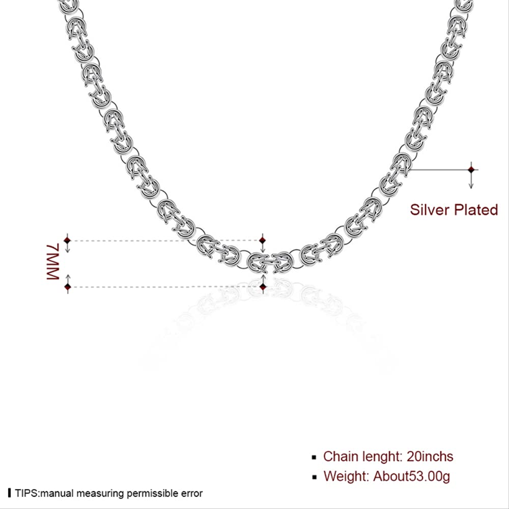 925er-Kette, 7 mm, Box-Halskette für Damen und Herren, Medaillon-Halsreifen