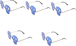 5 Pares De Óculos De Sol Engraçados Óculos Sem Aro Óculos De Sol Masculinos Óculos De Sol Crânio Óculos Sem Aro Óculos De Sol Sem Aro Para Mulheres Óculos Legais PC Esqueleto Azul