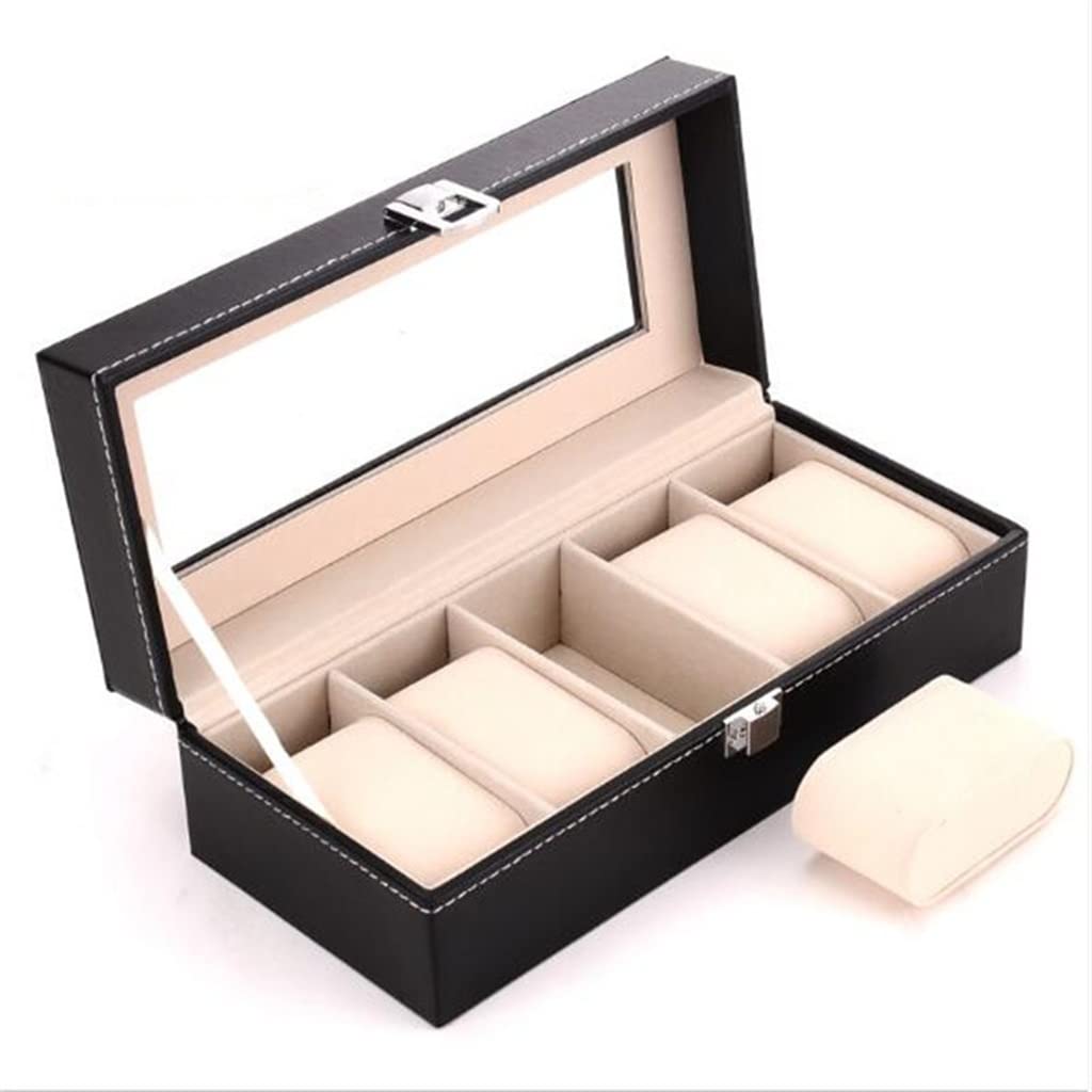 Support montre anti-rayure boîte en cuir PU 5 emplacements
