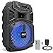 Pyle Portable Bluetooth PA Speaker System-300W Rechargeable Indoor/Outdoor Bluetooth Speaker Portable System w/ 8â€ Subwoofer 1â€ Tweeter, Microphone in, Party Lights, MP3/USB, Radio, Remote PPHP834B