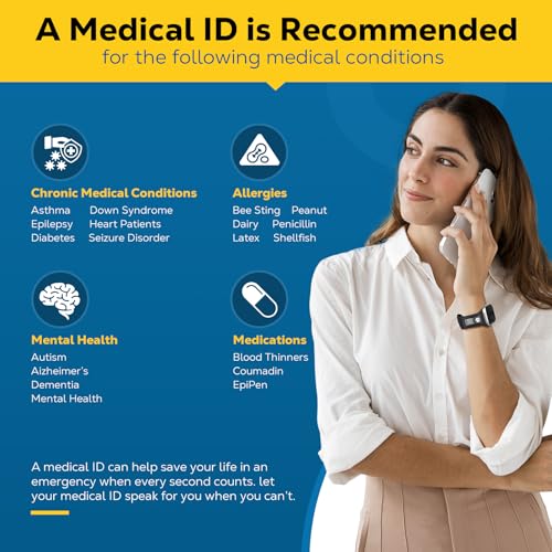 Medical Alert ID Tag for Watch Band Engraved QR Code Watch Safety Plate, Fitness Runners ID tag for Sport Smartwatch - More Space Custom Emergency Medical Info-Without Watchband4