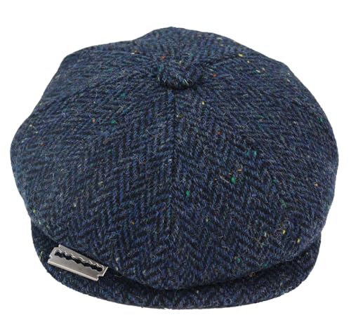 Image of TruClothing Mens Tweed Newsboy Cap Blinder Baker Boy Razor Flat Cap Grandad Hat 8 Panel Blue M