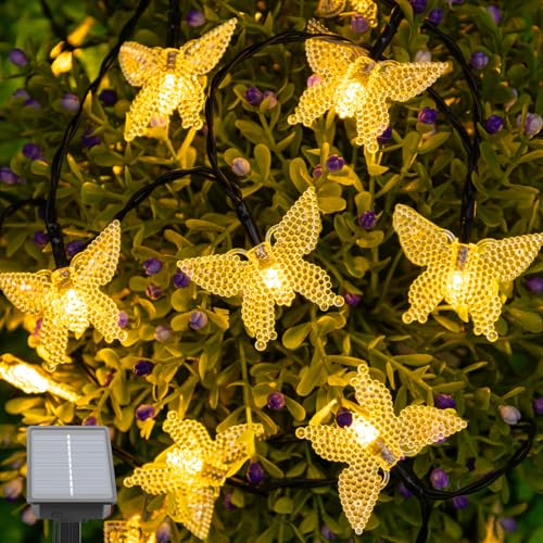 Isisyu Solar Lichterkette Aussen Schmetterling, 5M 20 LED Lichterkette...