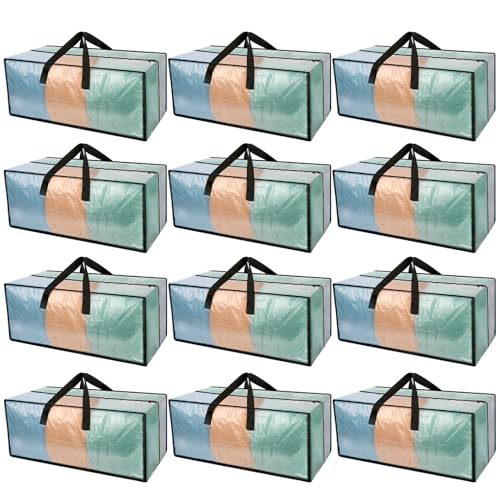 12 Pack Heavy Duty CLear Moving Bags, Large CLear Storage Bags for College Dorm Room Essentials, Alternative to Moving Boxes, Compatible with IKEA Fra