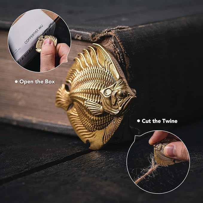 COPPERTIST.WU Custom Angelfish Fancy Letter Opener Fish Brass Keychain for Men Women (Brass) image 5