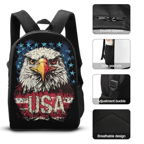 Ea-gles Flag USA Large Travel Backpacks Carry on Backpack Weekender Bag with 2 Storage Pockets for Men And Women3