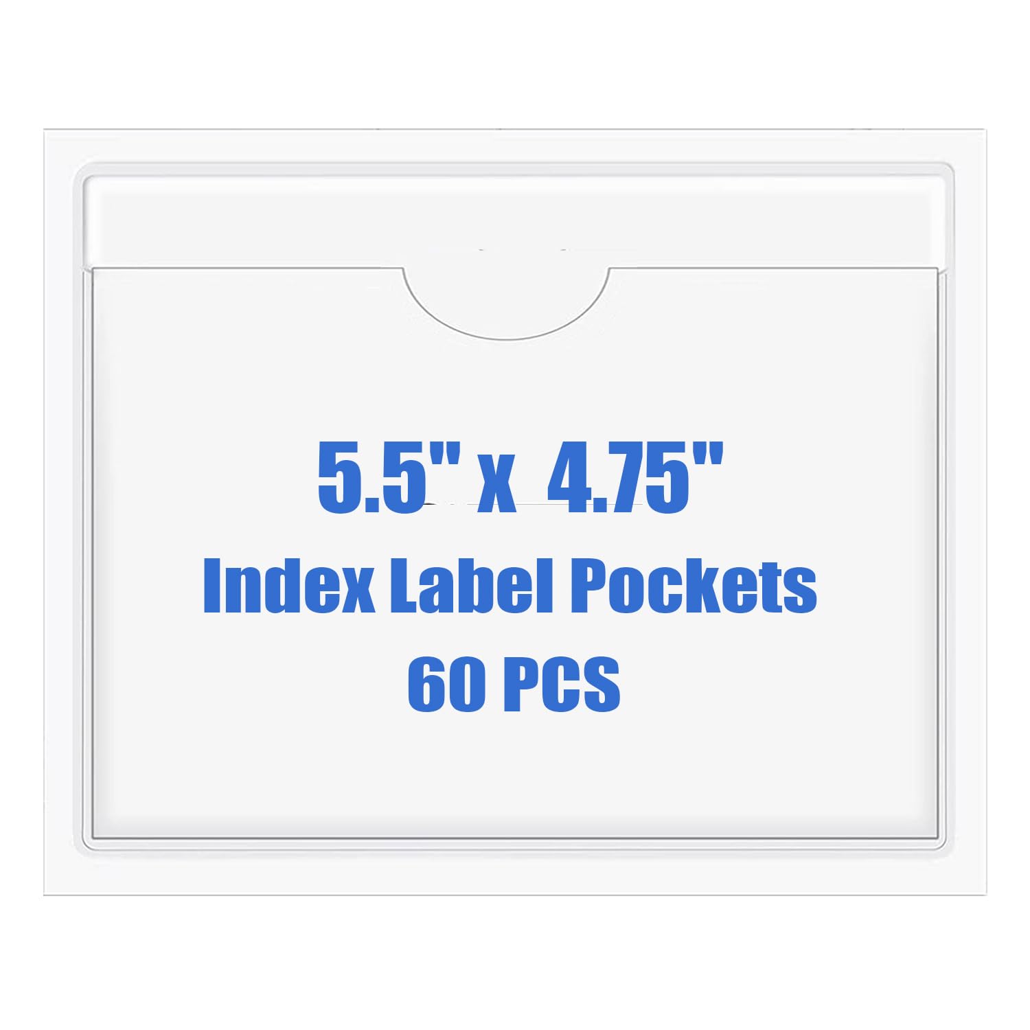 Origin-Joy 60 PCS Self Adhesive Index Card Pockets with Top Open, Clear Plastic Label Holder for Cards of Note, Library and Business, Adhesive Label