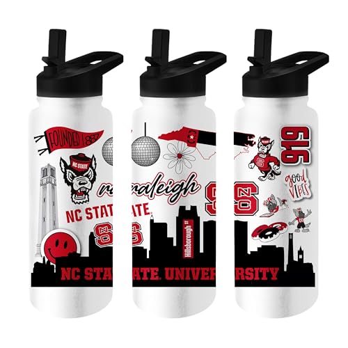 Image of Logo Brands NCAA Native 34 oz Quencher Water Bottle - | Local Icons Design | Double-Wall Insulated| Leak-Proof Lid & Built-In Straw