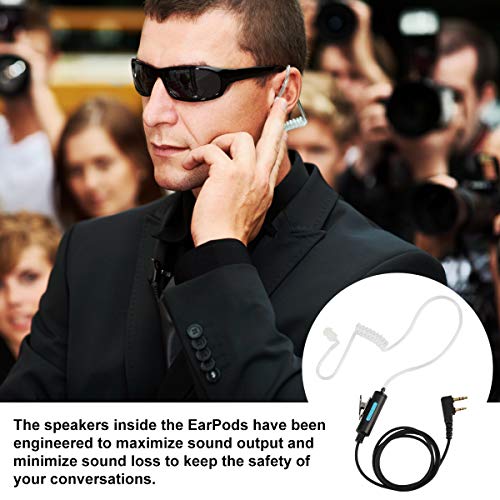 Two Way Radio 2 Pin Earphone Security Hands-Free Walkie Talkie Earphone 3.5mm with PTT Button, Speaker for SAMCOM,BaoFeng, Kenwood Walkie Talkie 6 Packs