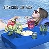 VOS Family Size Floating Refreshments Holding Tray for Snacks and Drinks | Ultra Buoyant Water Floats for Pools Sandbars Parties, 9-Holes, Capri Blue #1