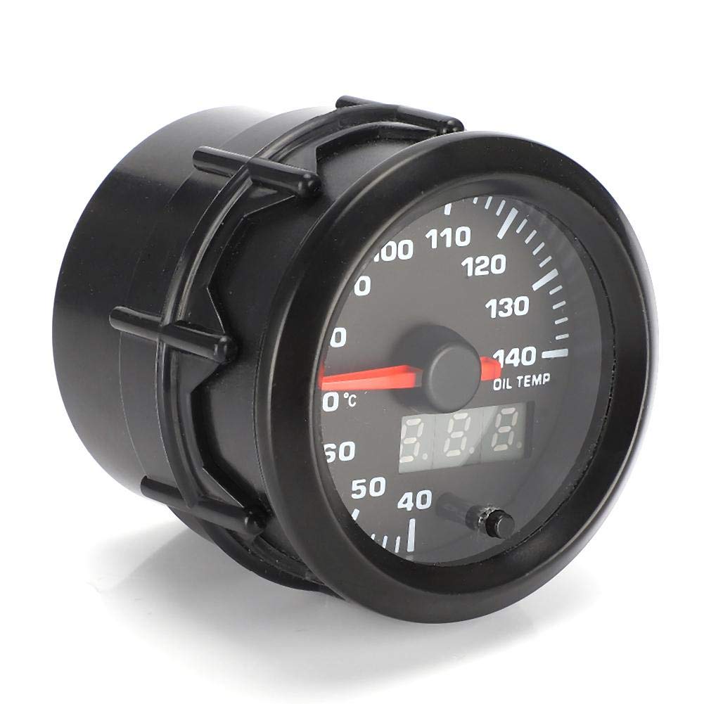 Wyświetlacz temperatury , 2 cale 52 mm wyświetlacz temperatury samochodowego Wskaźnik 7-kolorowy miernik temperatury LED z czujnikiem