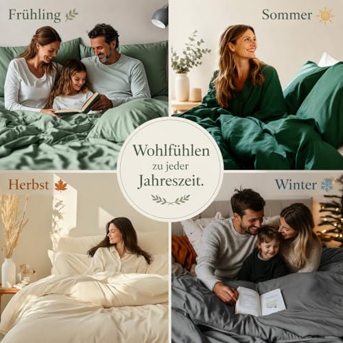 Duvetnova Bettwäsche 155x220 Dunkelgrün ÖKO-TEX Superweich Mikrofaser Bettwäsche-Sets 1 Bettbezug 155x220 + 1 Kissenbezug 80x80 - alle mit… – Ansicht 4