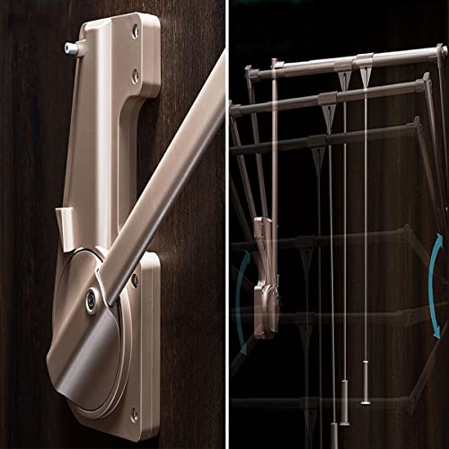 33 Lbs Load Capacity Pull Down Closet Rod Hanger,Adjustable Width For Hanging Clothes Wardrobe Lift Rail Organizer Storage System,Black-M #TOP4