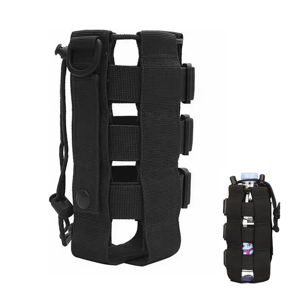 Porta Borraccia Zaino,Granmagazz Borsa tattica per bottiglia d'acqua militare portabottiglie impermeabile porta bollitore regolabile con coulisse per escursionismo, campeggio, viaggi, sport