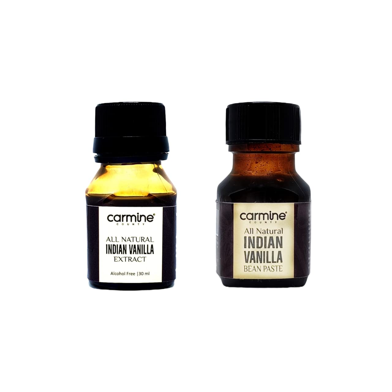 Carmine County Combo of All Natural Indian Vanilla Bean Paste 25 g and Indian Vanilla Extract 30 ml | Natural Baking Essentials