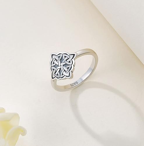 Miniatura 3 de Anillo de nudo de bruja para mujer, plata de ley 925, anillo de bruja celta de buena suerte, irlandés, pagano, wiccano, joyería de regalo para mujer