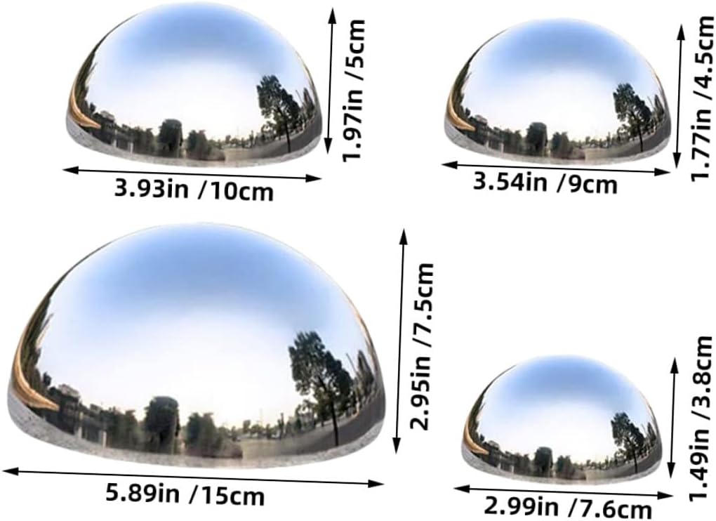 7pcs Stainless Steel Gazing Balls Mirror Surface Outdoor Garden Spheres Set 76-150mm Polished Reflective Lawn Decoration Globes for Patio and Yard