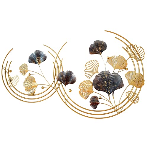 Kileli 3D Ginkgo Leaf Metal Wall Art Home Decor Decorative Metal Wall-Mounted Sculpture, Luxury Gifts For Living Room Bedroom Kitchen Decoration, 110 X 67Cm/43''*26.3'' #TOP1