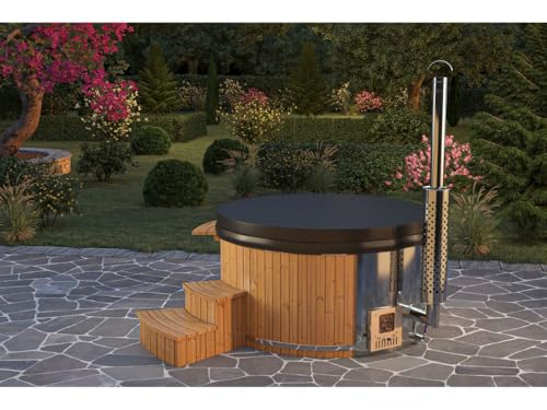 FinnTherm Holz Badefass Stockholm aus Thermoholz, Hot Tub Ø 180 cm, 8...