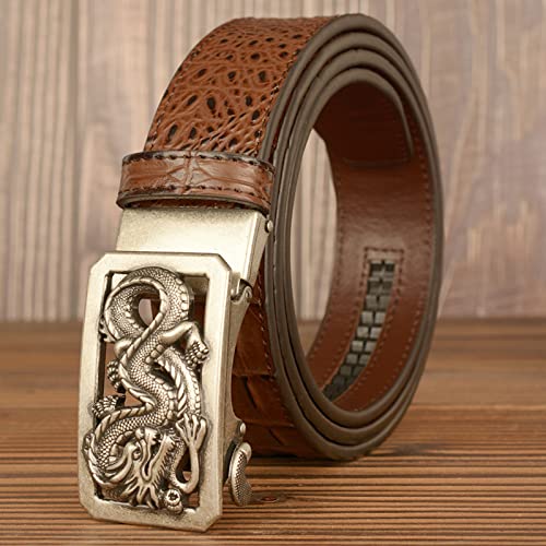 Ratchet Embossed Leather Belt - Crocodile/Alligator Print With Handmade Dragon Hollow Buckle4