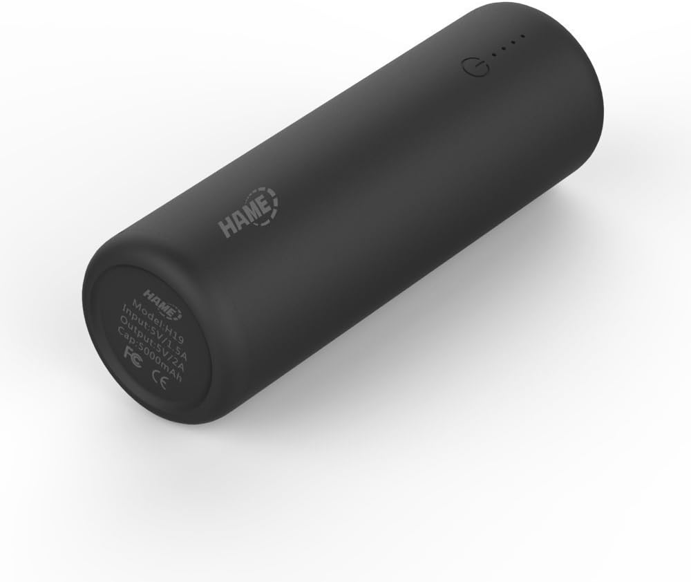HAME Portable Charger,Power Bank Compact Mini Lipstick 5000mAh External Battery Charger for iPhone,iPods, Samsung, HTC, HUAWEI, Motorola (Black)