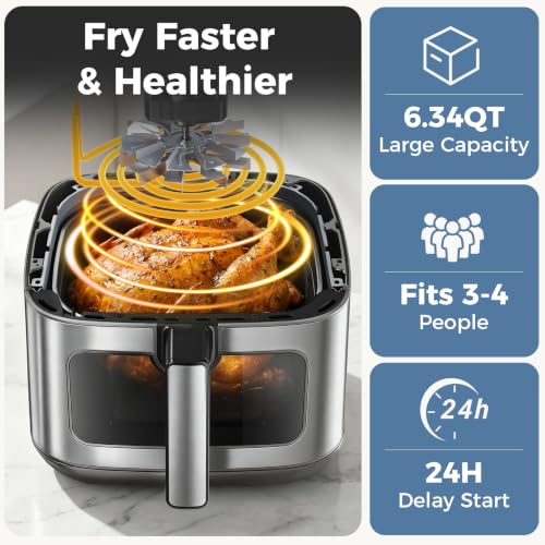 Image of DUMOS 6.34QT Air Fryer, Airfryer 8-in-1 with Viewing Window