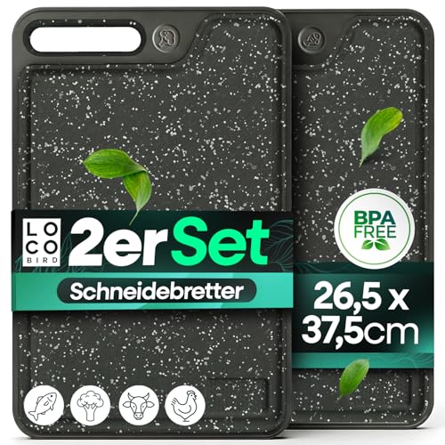 Loco Bird Schneidebrett Kunststoff spülmaschinenfest - 37,5x26,5cm - Schneidebretter 2er Set -...