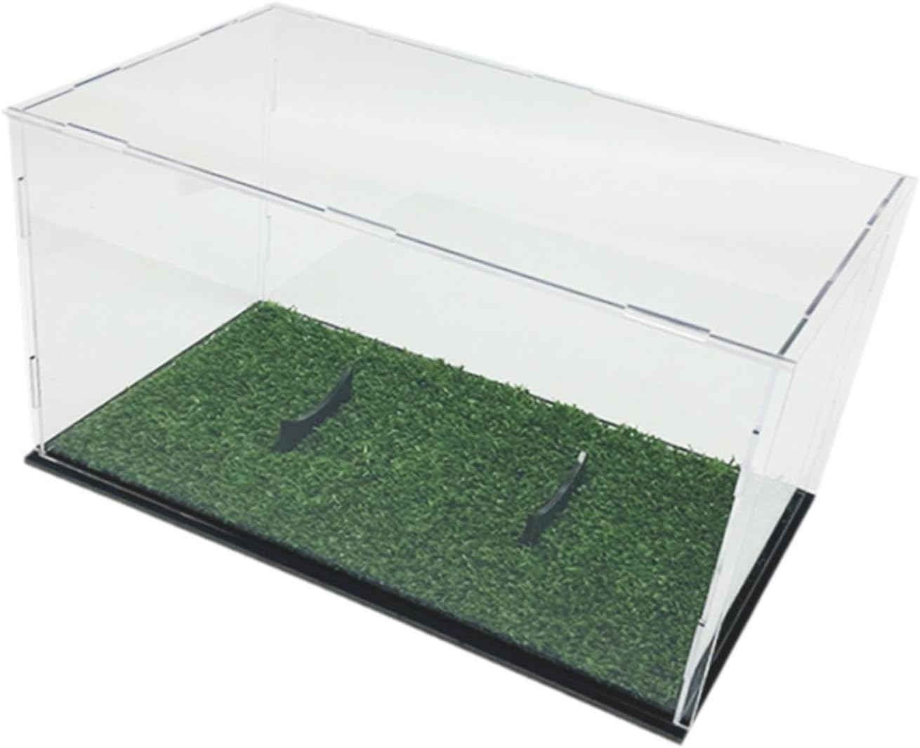 Vitrine en acrylique transparent pour ballon de rugby - 31,8 x 18 x 19 cm - Boîte de rangement pour objets de collection (avec herbe)