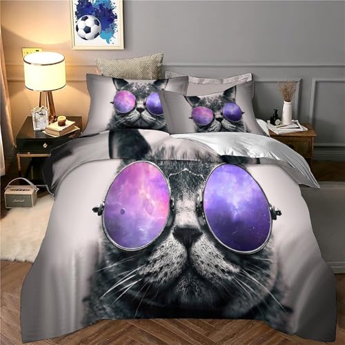 Housse de Couette Chat en Microfibre Résistante et Légère Imprimée en 3D - 6