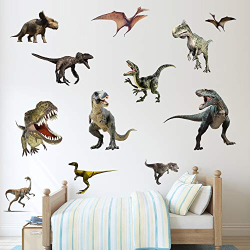Kiddale 3D Watercolour Dinosaur Kids Wall Stickers,Peel And Stick Removable Wall Decals For Kids Nursery Bedroom Living Room #TOP3