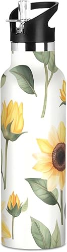 Miniatura 7 de Botella de agua colorida de dibujos animados de unicornios para niños con tapa de boquilla a prueba de fugas, doble pared aislada al vacío, a prueba