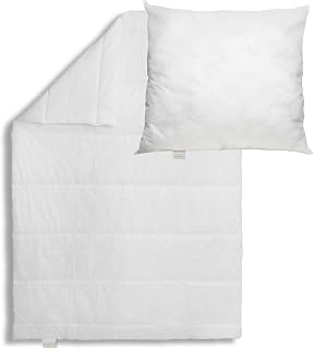 Bodyprotect Bettwaren Set, Ganzjahresdecke 135 x 200 cm + Kopfkissen 80 x 80 cm, Bettdecke Ecoline, medium Steppdecke, waschbar, Made in EU, Allergiker geeignet, weiß