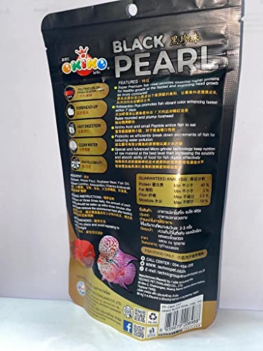 Image of Okiko Black Pearl (Platinum) flowerhorn Fish Food with Maximum red & Head Formula, Fastest Color Enhancer Within 7 Days -100 GMS /Central Fish Aquarium (Small)