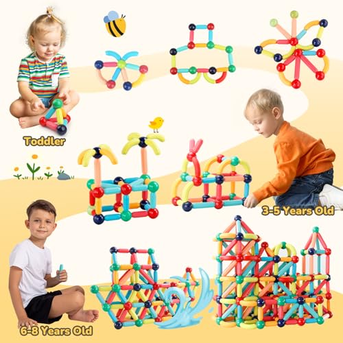 Paaxido 64PCS Magnetic Building Blocks - Montessori Sensory Toys with Stronger Magnets, STEM Learning Toys for Kids, Creative Construction DIY Kit Gift for Boys & Girls - Image 6