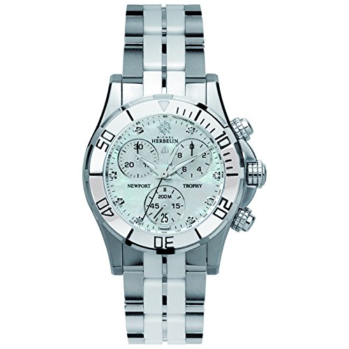 Michel Herbelin Newport Trophy Grand Sport Damen Chronograph Silber/weiß 34596/W89BW