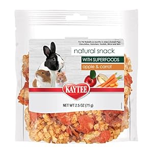 Kaytee Natural Snack with Superfoods For Pet Guinea Pigs, Rabbits, Hamsters, and Other Small Animals, Apple & Carrot, 2.5 Ounces