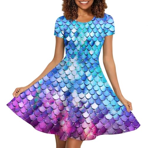 Image of Biyejit Women's Summer Casual Short Sleeve T-Shirt Swing Dress Crew Neck Plus Size S-4XL