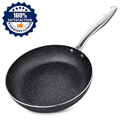 Frying Pan 9.5 Inch, Stone-Derived Nonstick Coating Skillets, Stainless Steel Handle Cooking Pan