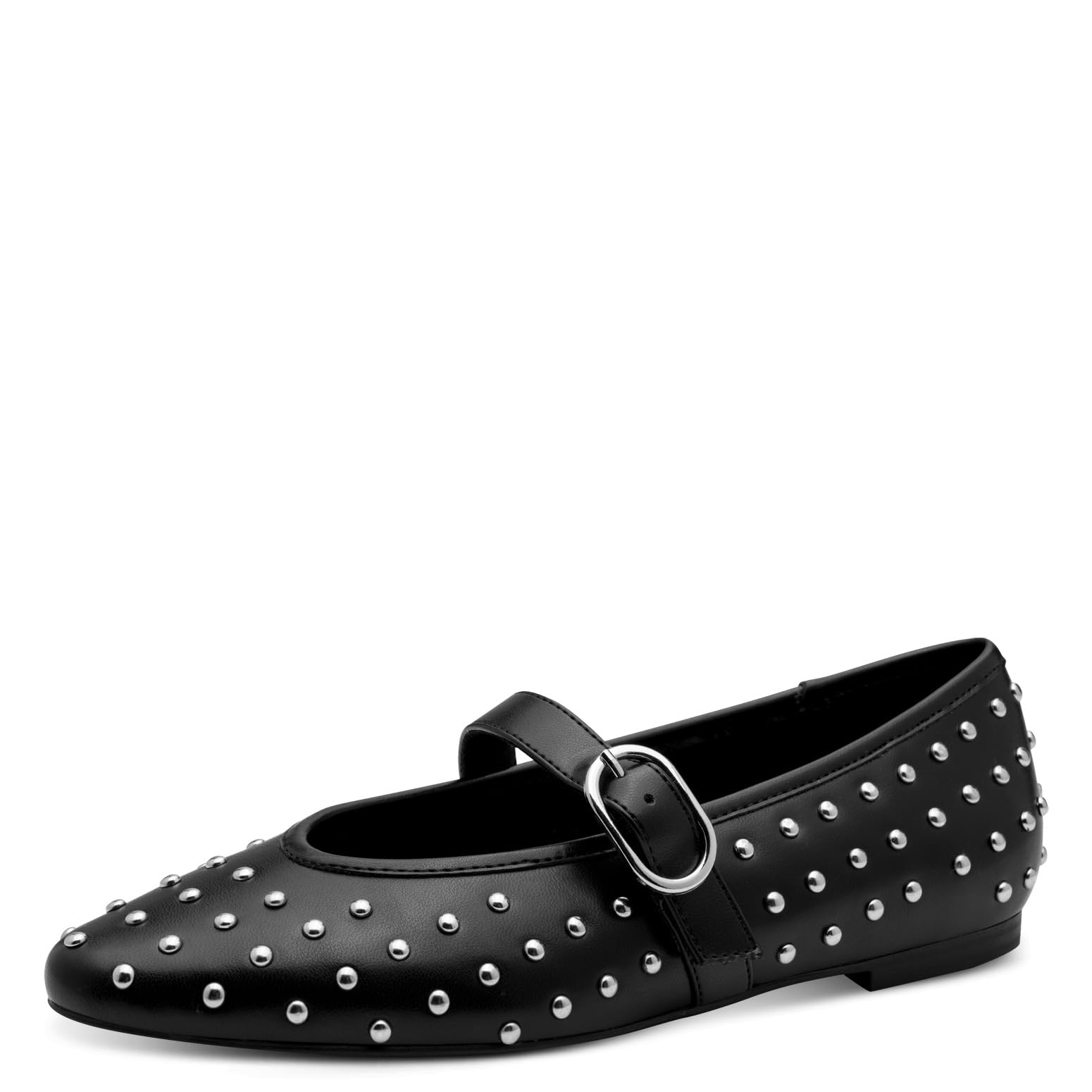 MARCO TOZZI Women Ballet Flats Soft Feel Me Footbed Soft Lining Strap, Black (Black), 7.5 UK
