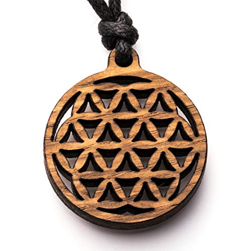 treeforce Blume des Lebens klein Holzkette, Halskette, Schlüsselanhänger oder Auto- Anhänger 3 in 1 DIY Schmuck, Handmade, nachhaltig und vegan aus Holz Cover