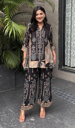 Image of Asmeriyo Women Printed Co Ord Set with Side Pocket | Women 2 Pic Kurta Set I Fancy Kurta Set | Stylish Kurti Outfit | Co-Ordination Wear | Festive and Casual wear (217-A-B-2)