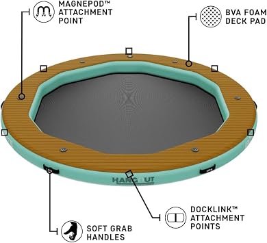 BOTE Inflatable Hangout Water Hammock Floating Raft, Dock, Lake Beach, Adults Kids Family Friendly, MAGNEPod Drinkware Compatible, Multiple Sizes