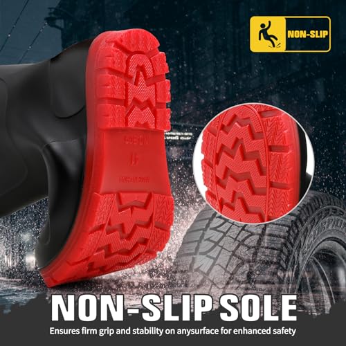 HSBDNZQ Rain Boots for Men Waterproof Mens Knee High Rubber Boots with PVC, Comfort Lightweight Work Mud Boots, Durable Slip Garden Boots for Gardening Fishing3