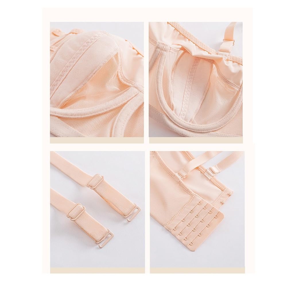Reggiseno in pizzo cavo, anello in acciaio morbido, seno grande ultra sottile, biancheria intima piccola, top a tubo anti-esposizione push-up, F, 4F