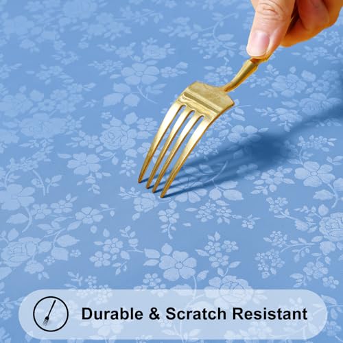 Image of Smiry Square Table Cloth, Waterproof Heavy Duty Vinyl Tablecloths, Wipeable Washable Table Cover for Kitchen and Dining Room (Baby Blue, 54 inch X 54 inch)