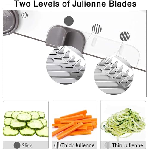 Image of DAYANIDHI Stainless Steel Vegetable Slicer Cutter Grater Chopper | 18 in 1 Multipurpose Mandoline Kitchen Tool | Sharp Double Adjustable Blades | Firm Grip for Effortless Fruit Cutting