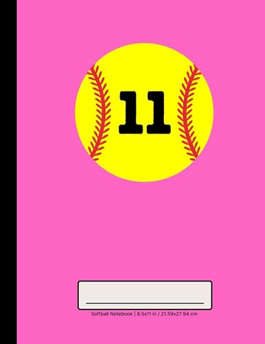 Softball Notebook #11: 110 College Ruled Pages | Composition Notebook | 8.5x11 in. (Softball Number Notebooks (Pink))